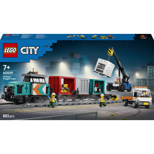 Le train de marchandises du port avec grue et camion - LEGO City