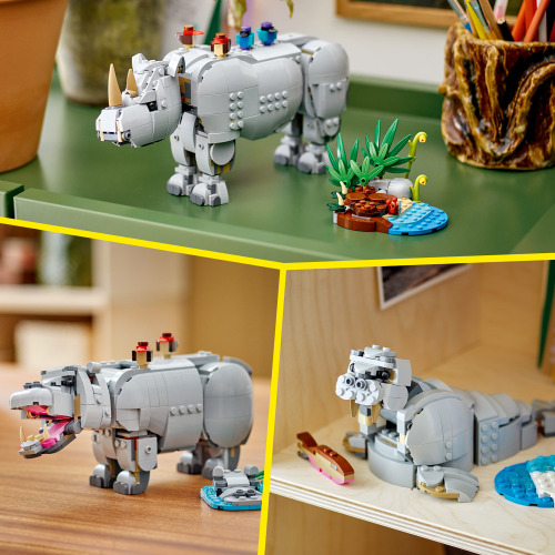 Animaux sauvages : le rhinocéros majestueux et les oiseaux - LEGO Creator 3-en-1