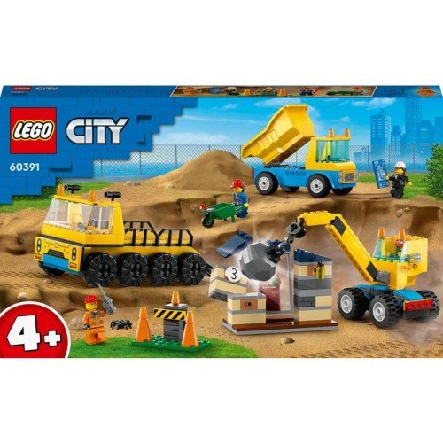 Les camions de chantier et la grue à boule de démolition - Lego LEGO City