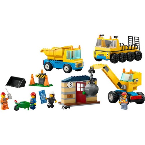 Les camions de chantier et la grue à boule de démolition - LEGO City