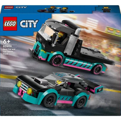 La voiture de course et le camion de transport de voitures - LEGO City