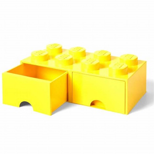 Brique de rangement 8 tenons avec tiroirs – jaune - Lego 