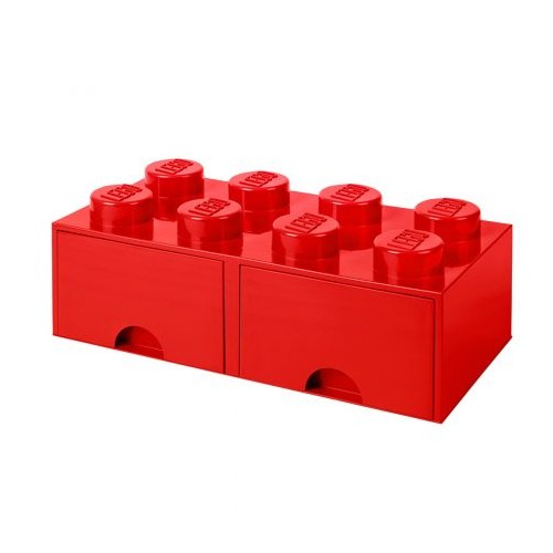Brique de rangement 8 tenons avec tiroirs – rouge - Lego 