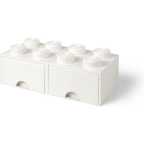 Brique de rangement 8 tenons avec tiroirs – blanche - Lego 