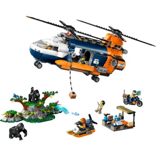 L’hélicoptère de l’explorateur de la jungle au camp de base - LEGO City