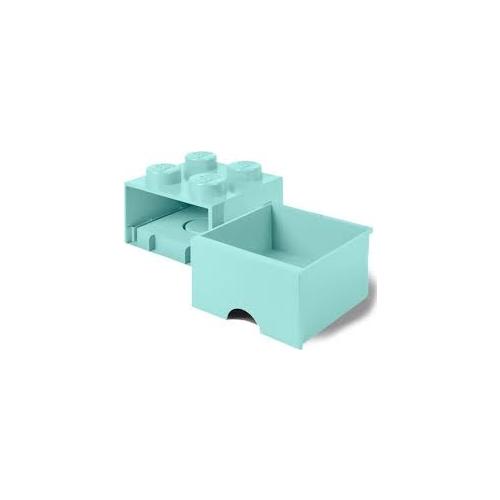 Brique bleue de rangement à tiroir 4 tenons - aqua - 