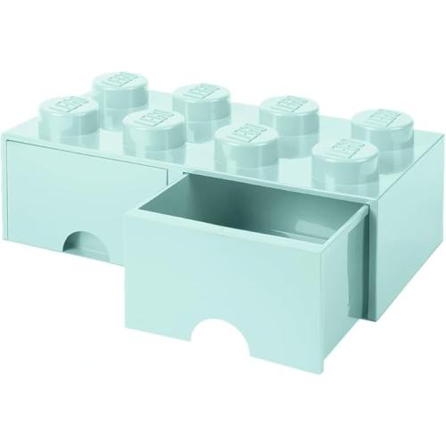 Brique de rangement 8 tenons avec tiroirs –aqua - Lego 