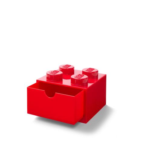 Brique de rangement 4 tenons avec tiroir – rouge -