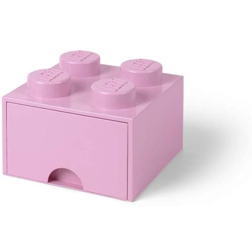 Brique de rangement 4 tenons avec tiroir – rose -