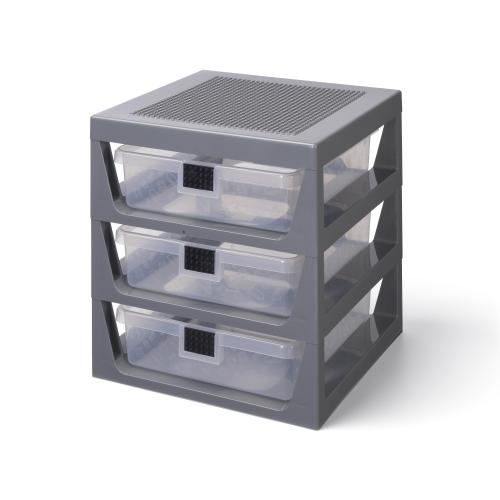 Système de rangement à 3 tiroirs – gris -