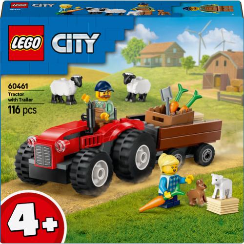 Tracteur agricole rouge avec remorque et moutons - Lego LEGO City
